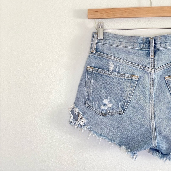 Agolde Parker Vintage Cut Off Distressed Denim High Rise Short Swapmeet 23 - Picture 9 of 16